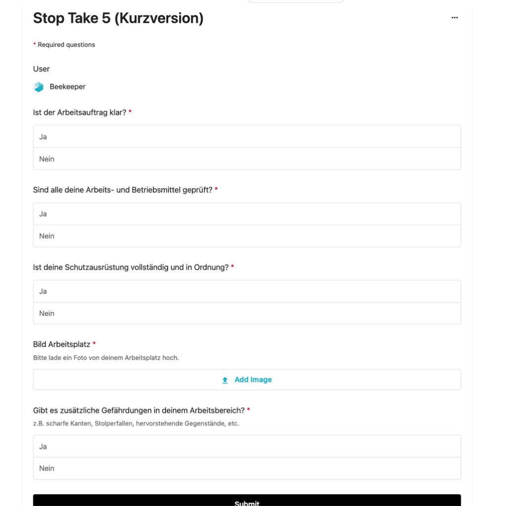 Stop Take 5 Formular von ABB